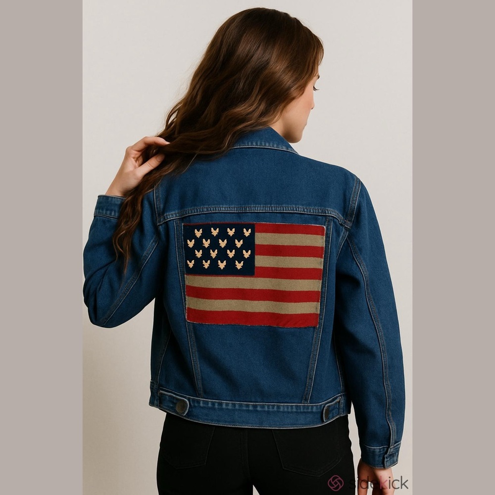 Vintage Disney Mickey Mouse American Flag Oversized Denim Jacket, Size Small. - Picture 16 of 16